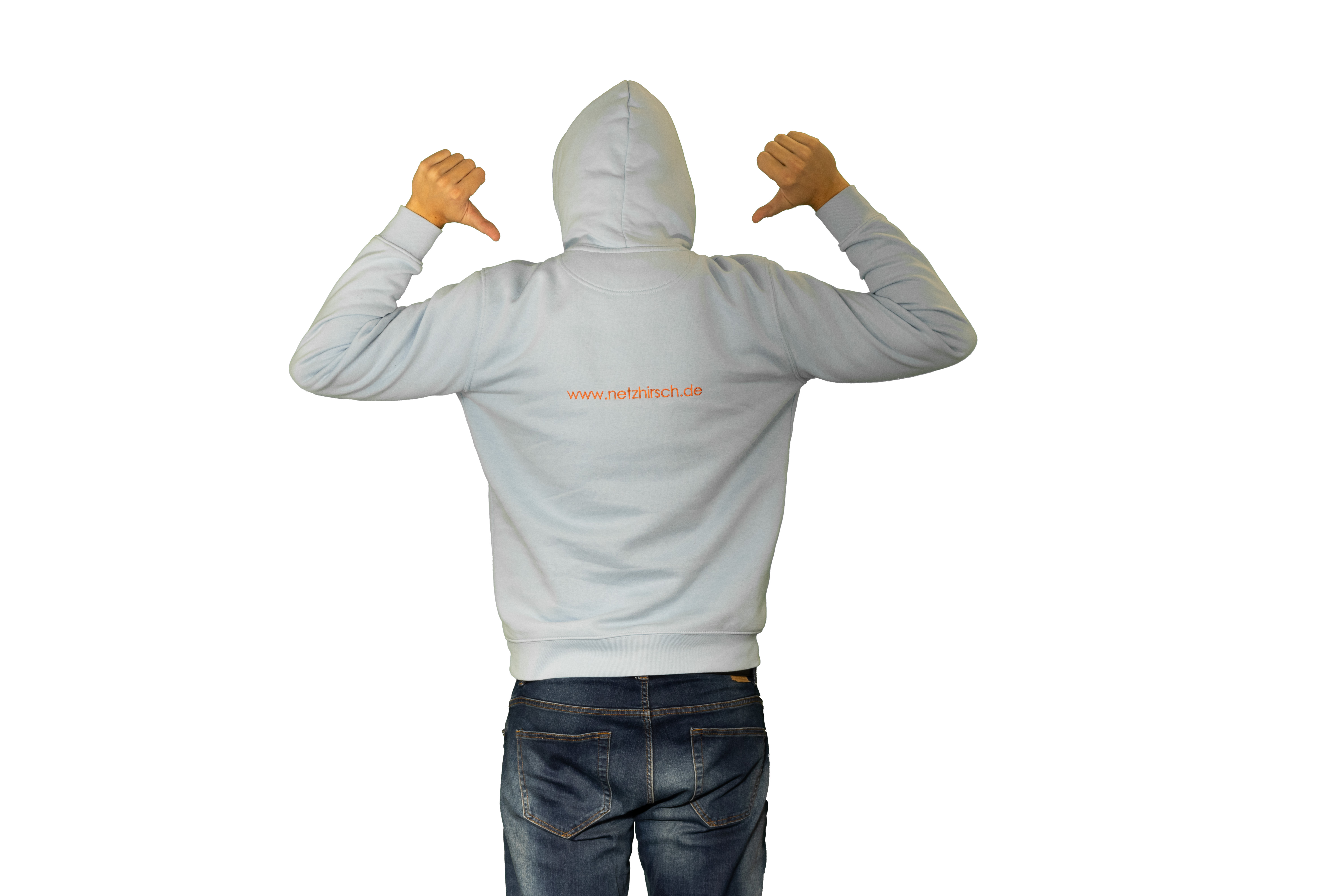 Netzhirsch-Pullover hellblau